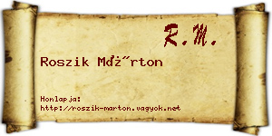 Roszik Márton névjegykártya